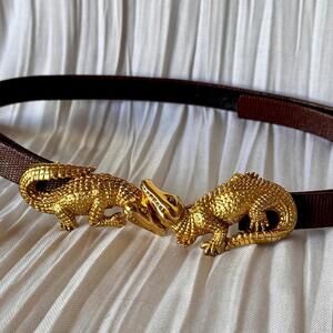 90s Gold Doreen Ryan Alligator Clasp Belt